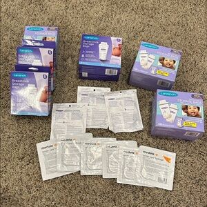 Medela and Lansinoh Soothing Gel Pads and Breastmilk Storage Bags